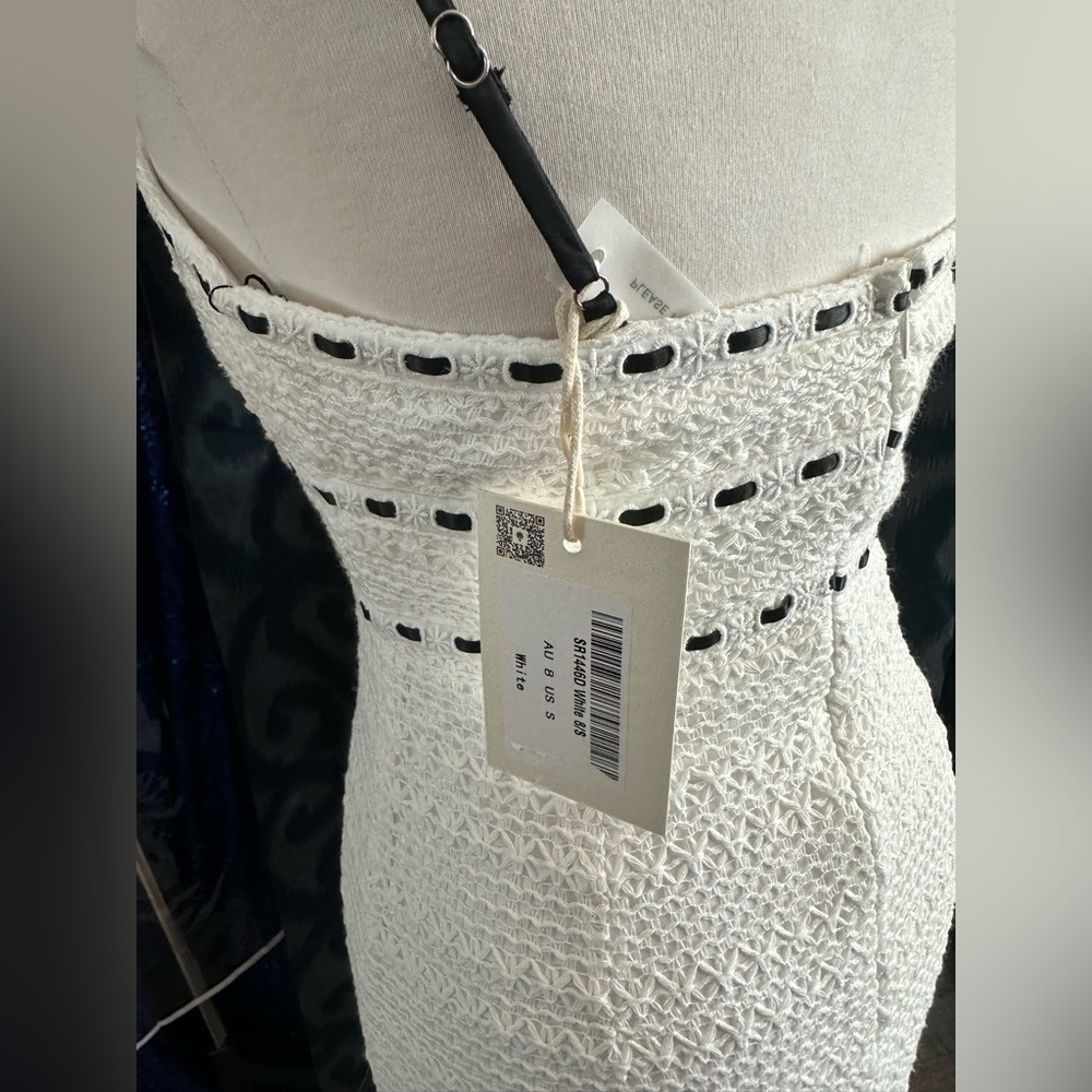 Selfie Leslie Indikah Black White Delicate Femme Knit Ribbon Trim Maxi Dress S - Picture 6 of 8